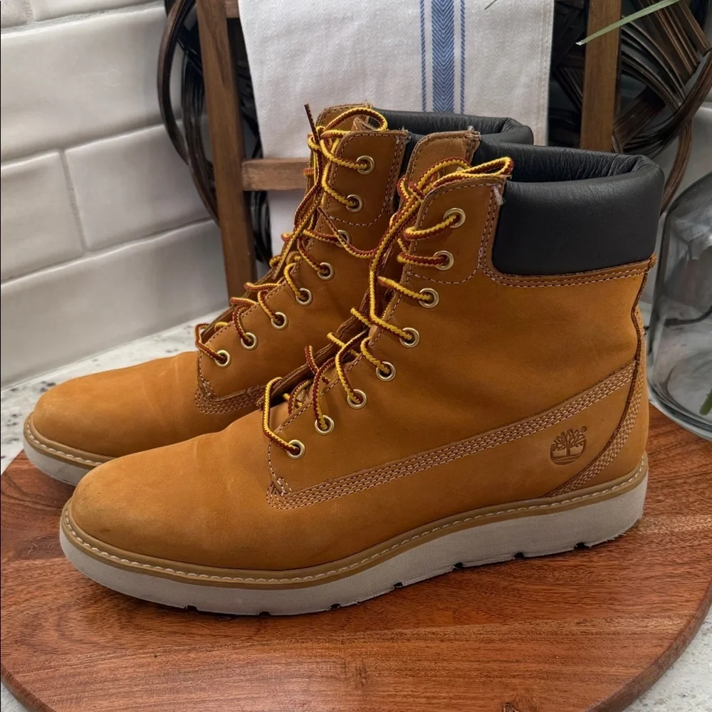 Timberland Womens Kenniston Wheat Tan Nubuck Leather Lace Up Boots - Picture 4 of 9
